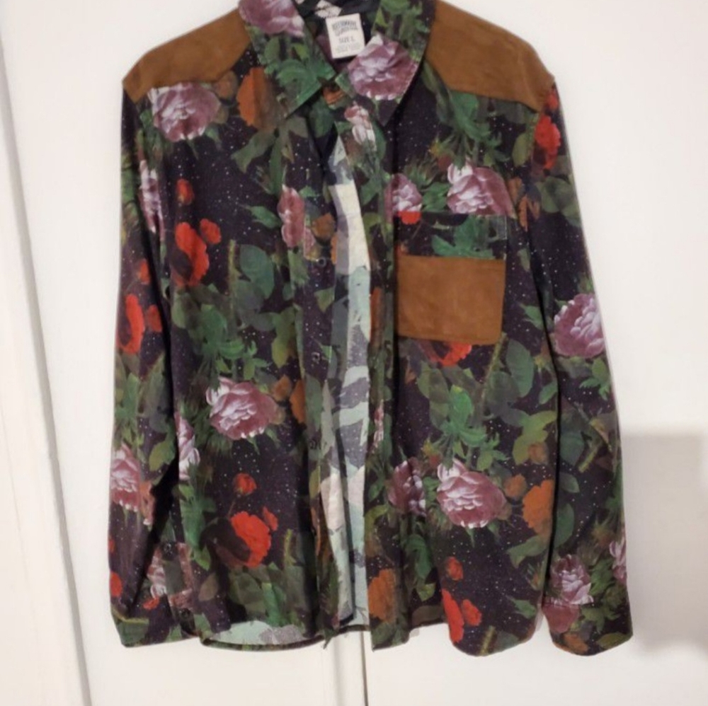 Billionaire Boys Club Floral Corduroy Button Shirt Men Size L Canada Sewn Script